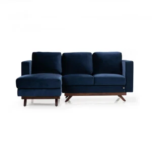 Velvet L-Shape Sofa (Navy Blue)