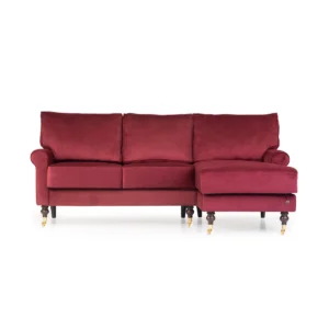 Velvet L-Shape Sofa (Red Color)
